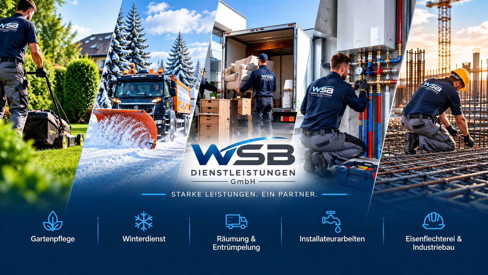 WSB Dienstleistungen: Gartenpflege, Winterdienst, Räumung, Installateurarbeiten und Eisenflechterei & Industriebau